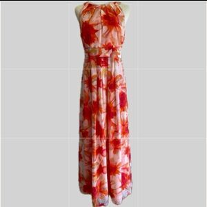 Jessica Howard NWOT Pink and Orange Floral Long Dress 8